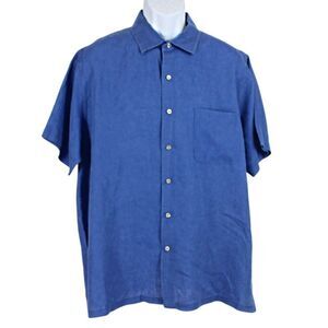 Shirt Short Sleeve Linen Button Up Casual Collared Coastal Grandpa Men’s Size XL